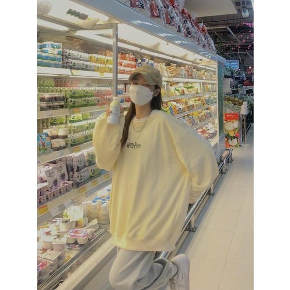 Áo Sweater Dáng Rộng Chữ Thêu HARRY POTTER  ,Áo Sweater Chỉ Nổi Chữ Thêu Phong Cách Unisex Nam Nữ Dáng Rộng
