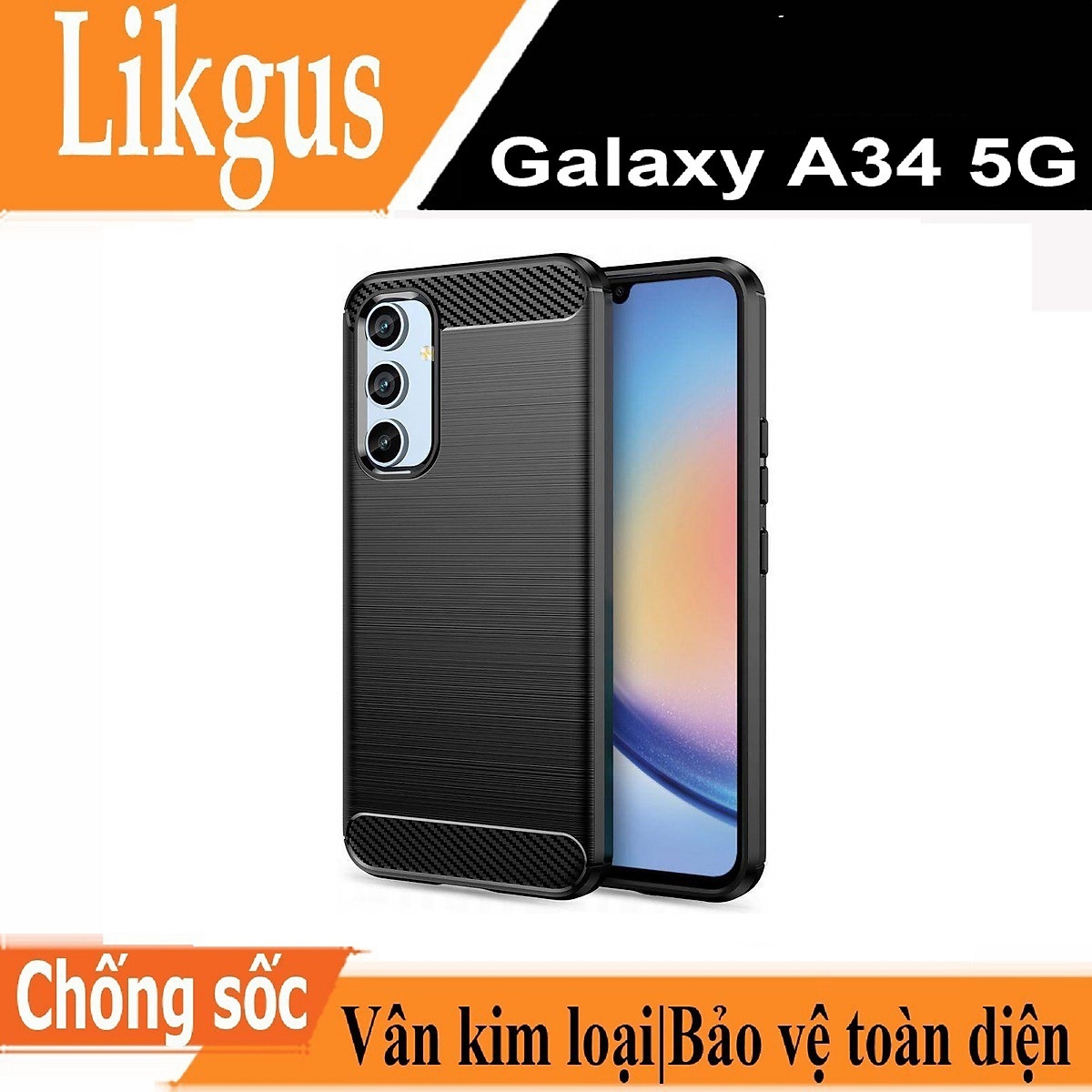 Ốp lưng chống sốc vân kim loại cho Samsung Galaxy A34 5G hiệu Likgus - Hàng nhập khẩu