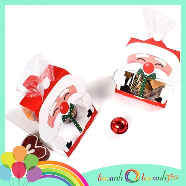 Set 5 hộp quà hình ông già Noel kèm túi