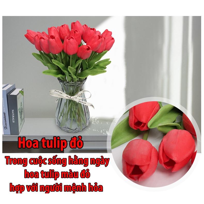 Hoa Tulip decor để bàn, trang trí nhà cửa, Tulip giả Cao Su Non cao cấp, Hoa Tuy lip hồng, vàng, trắng, đỏ chụp hình đẹp