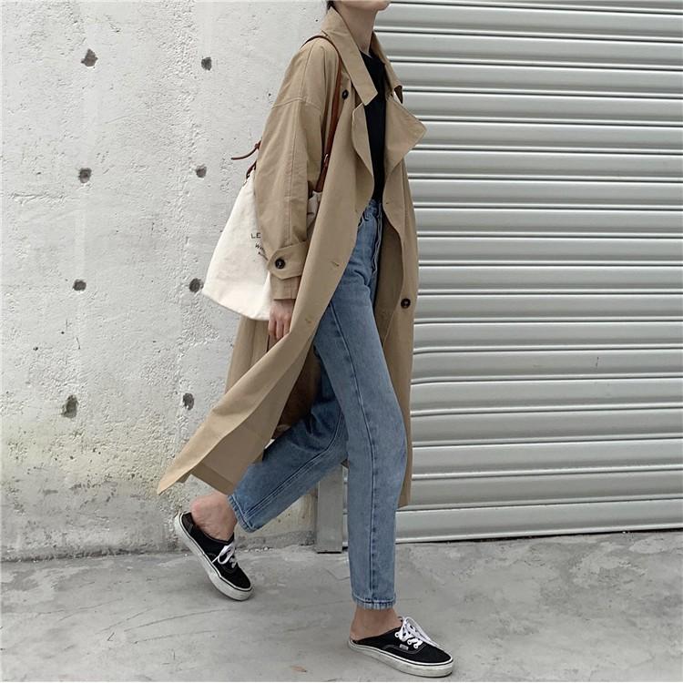 Áo khoác nữ kaki dáng dài thu đông Style Hàn Quốc - Có ảnh thật