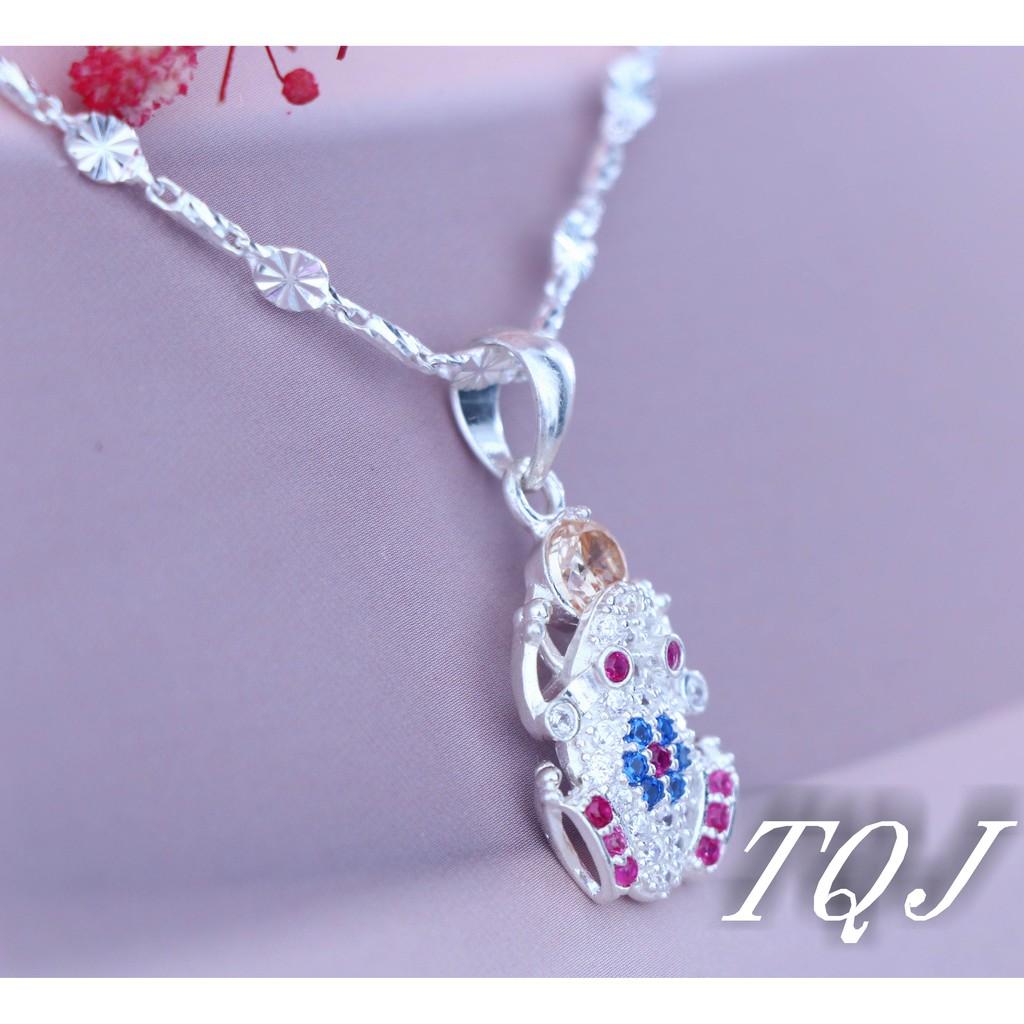 Dây chuyền bạc kết hợp mặt cóc ngậm ngọc