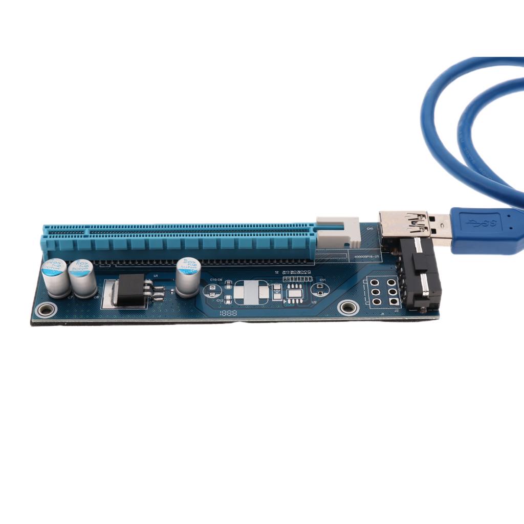 Graphics Card PCI-E 1X to 16X Riser Card with USB Cable & Power Supply Cord