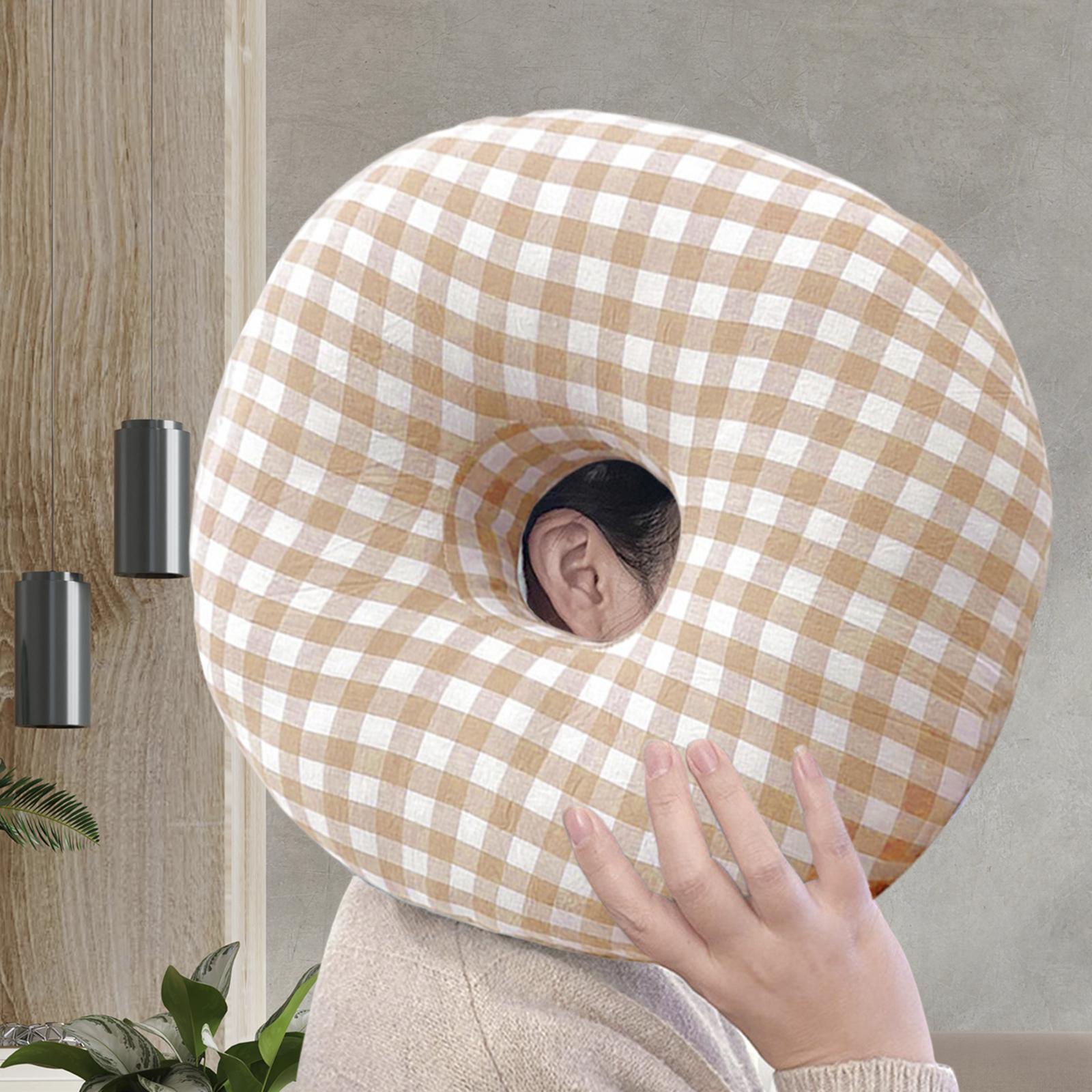 O Shape Ear Piercing Pillow with A Hole Soft for Side Sleepers Relaxation 2x