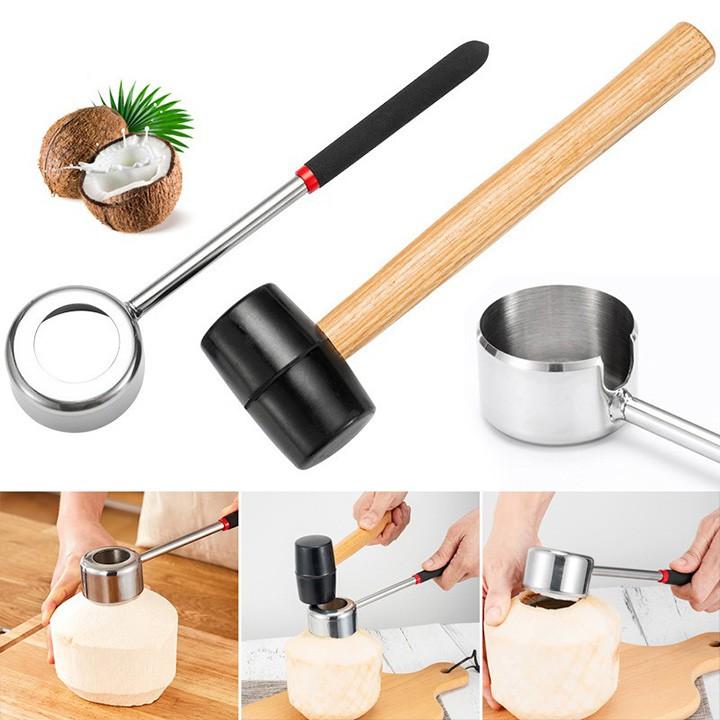 Bộ 3 Dụng Cụ Mở Vỏ Dừa Bằng Thép Không Gỉ Siêu Nhanh - Coconut Shell Opener Tools