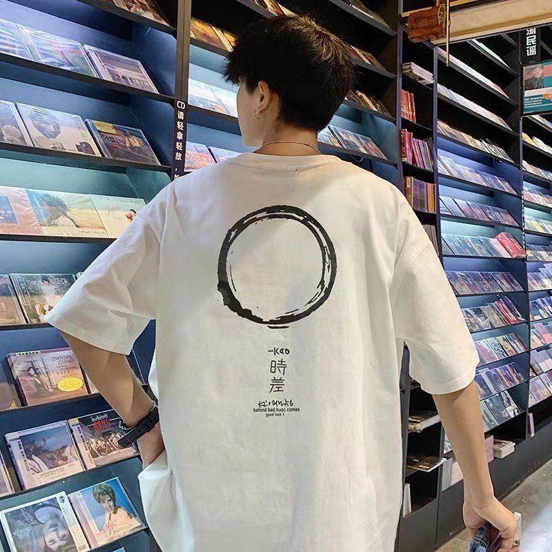 Áo Thun Tay Lỡ In Vòng Tròn Enso