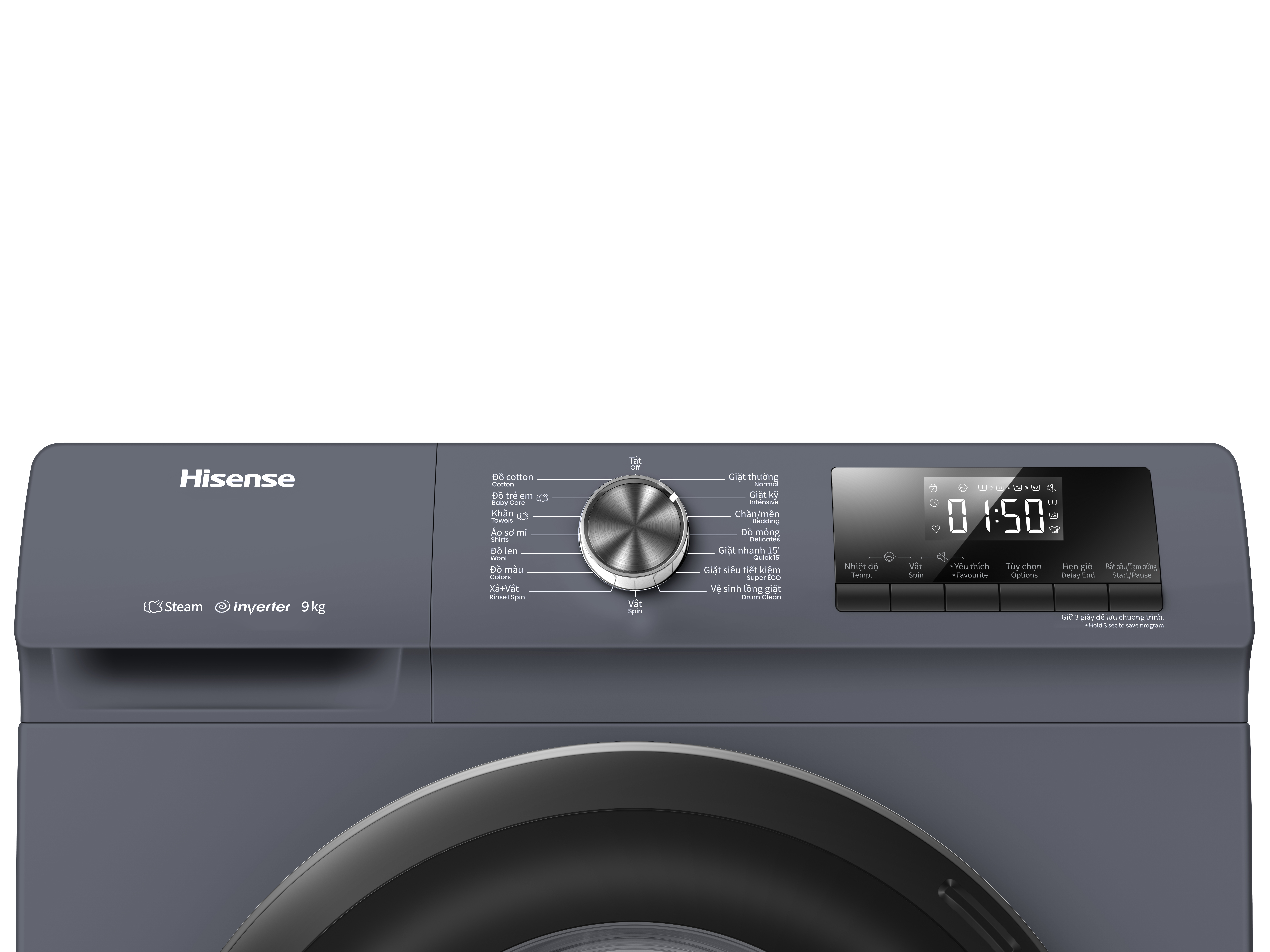 |SP MỚI| Máy giặt Hisense Inverter 9kg WF90N1Y Giặt Hơi Nước Diệt Khuẩn, Lắp Đặt Toàn Quốc - HÀNG CHÍNH HÃNG