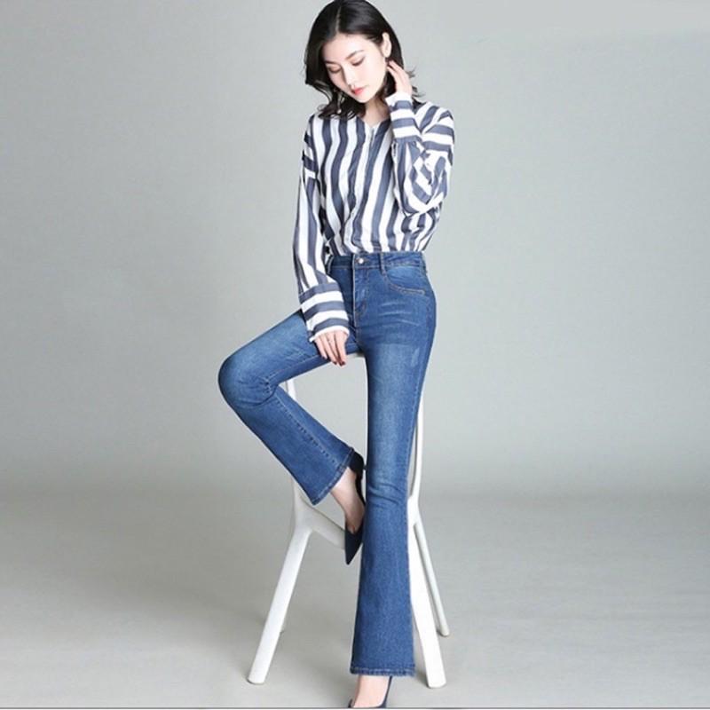 Quần Jeans Nữ Ống Loe Dài 