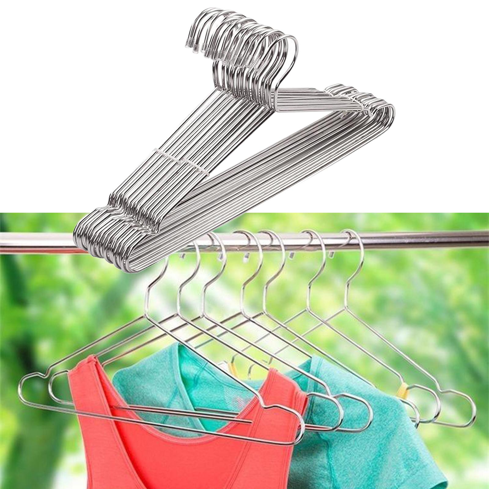 10x Anti-slip Stainless Steel Clothes Hangers Coat Clothes Hanger Rack