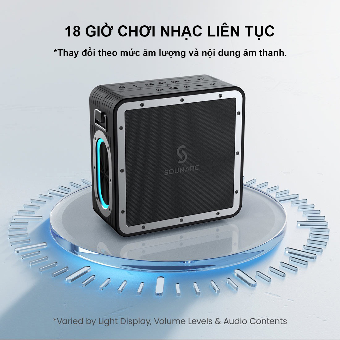 Loa Karaoke Bluetooth 5.0 SOUNARC A3 PRO Kèm 2 Micro Không Dây Và Điều Khiển Từ Xa, Công suất 160W, Pin Tích Hợp 24000mAh, Chống Nước IPX6 - Hàng chính hãng