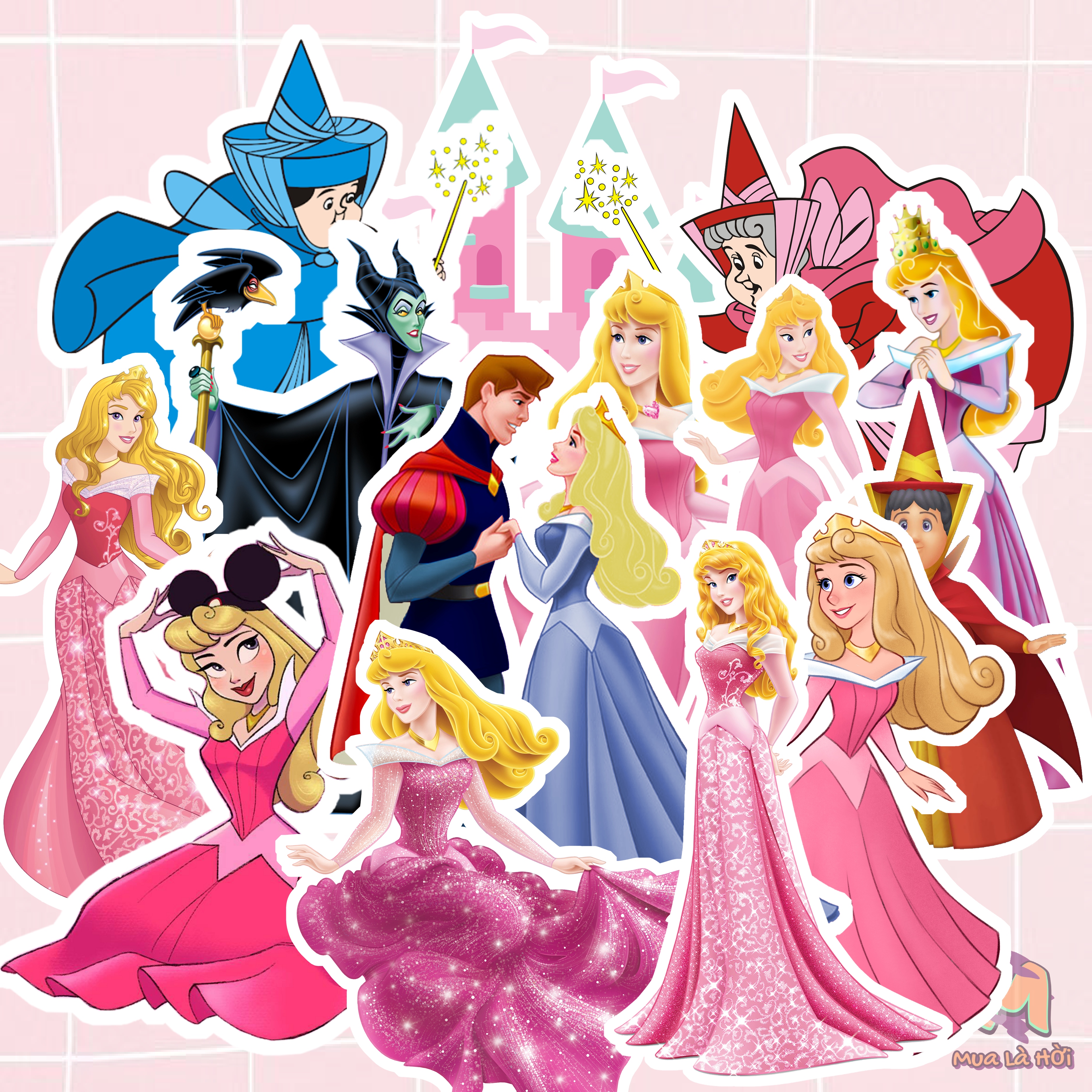 Miếng dán Stickers chủ đề Sleeping Beauty (Công chúa ngủ trong rừng