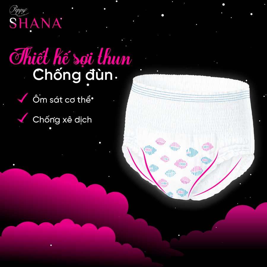 Combo 40 gói Băng Vệ Sinh Quần Peppy Shana Ngày Đêm Siêu Thấm, Freesize, Chống Tràn Tối Đa, Tiết Kiệm (80 miếng)