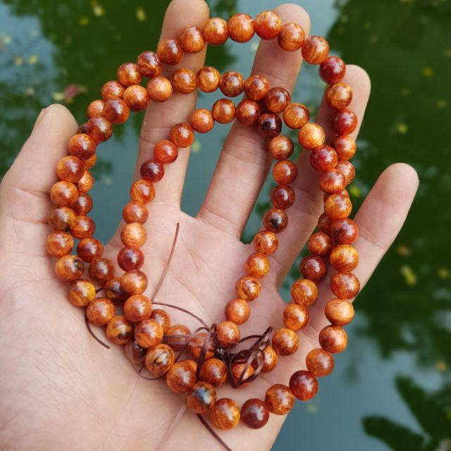 Vòng tràng 108 hạt gỗ nu huyết long hạt tròn 8 m m