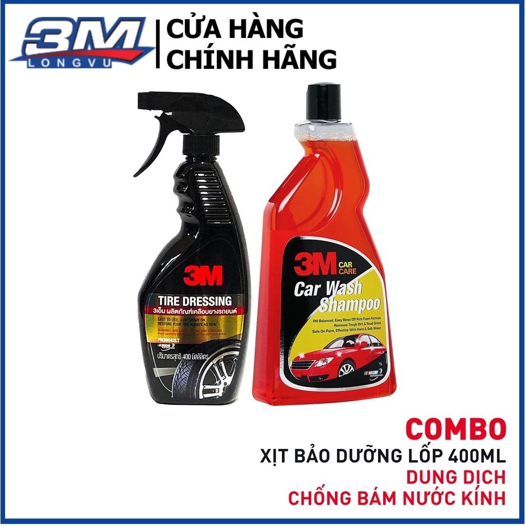 Combo Chai Xịt Bảo Dưỡng Và Phủ Bóng Lốp Xe 3M 39042 LT 400ml Và Xà Bông Rửa Xe 3M Car Wash 1L - 3M Long Vu