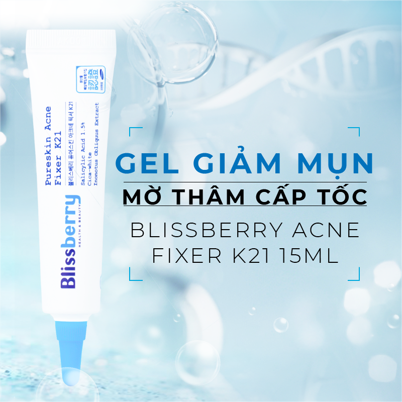 Combo Blissberry Gel giảm mụn mờ thâm 15ml và Sữa rửa mặt BHA 100ml