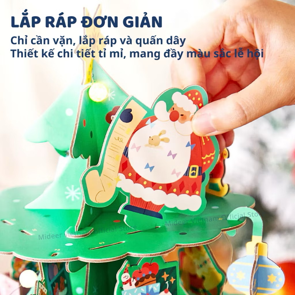 Đồ chơi lắp ghép Cây thông Noel kèm nhạc Giáng sinh - Mideer Christmas Rotating Music 3D Puzzle