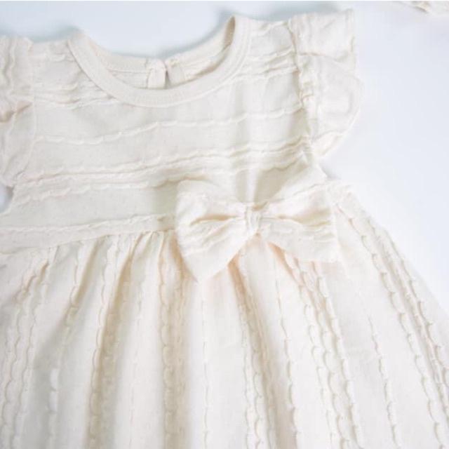 Váy trắng bé gái tay cánh tiên cao cấp MOMMY'S CARE 100% cotton hữu cơ tự nhiên cho bé 0-24 tháng