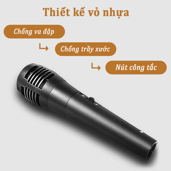 Micro có dây karaoke jack 6.5mm nhỏ gọn dùng cho loa bluetooth, loa di động