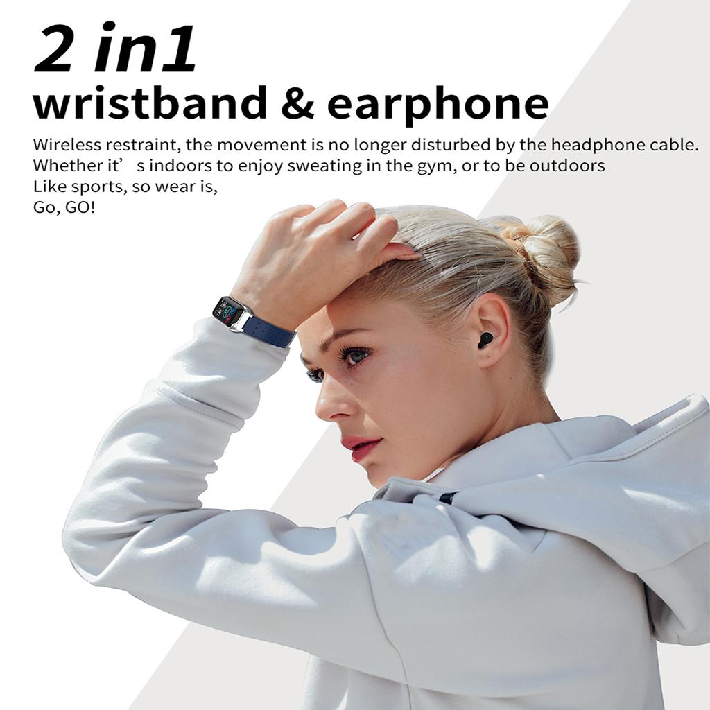 Wireless Headset TWS In-ear Bluetooth Earphone Sport Mini Smart Watch Wristband