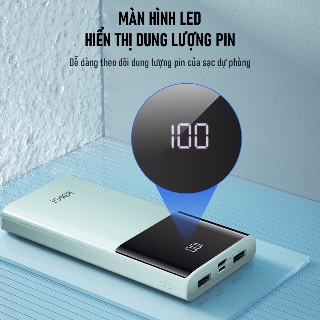 Pin Sạc Dự Phòng 10.000mAh ROBOT RT190S 2 Cổng Sạc Vào & 2 Cổng Sạc Ra - Hàng Chính Hãng