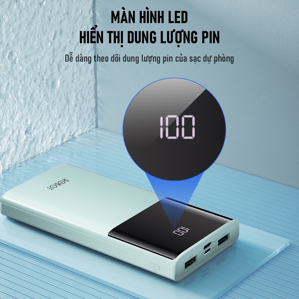 Pin Sạc Dự Phòng 10.000mAh ROBOT RT190S 2 Cổng Sạc Vào &amp; 2 Cổng Sạc Ra - Hàng Chính Hãng