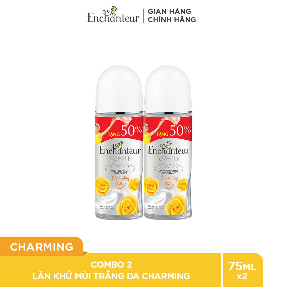 Combo 2 lăn khử mùi trắng da Enchanteur Charming 75ml