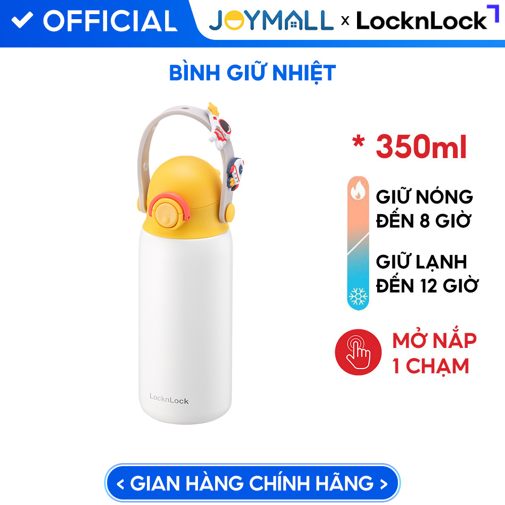 Bình giữ nhiệt Lock&Lock DIY Strap Tumbler 350ml LHC3283 – Hàng chính hãng, hoạ tiết dễ thương, đựng nước cho bé – JoyMall – Màu vàng
