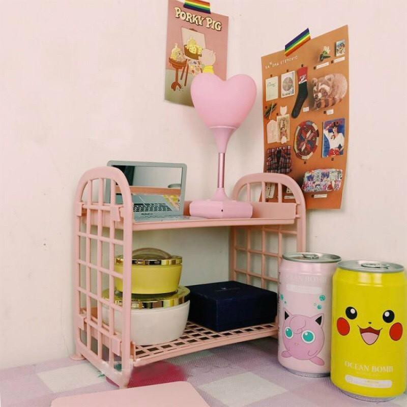 Kệ Nhựa Mini 2 Tầng Mini Đựng Đồ Đa Năng Siêu Xinh
