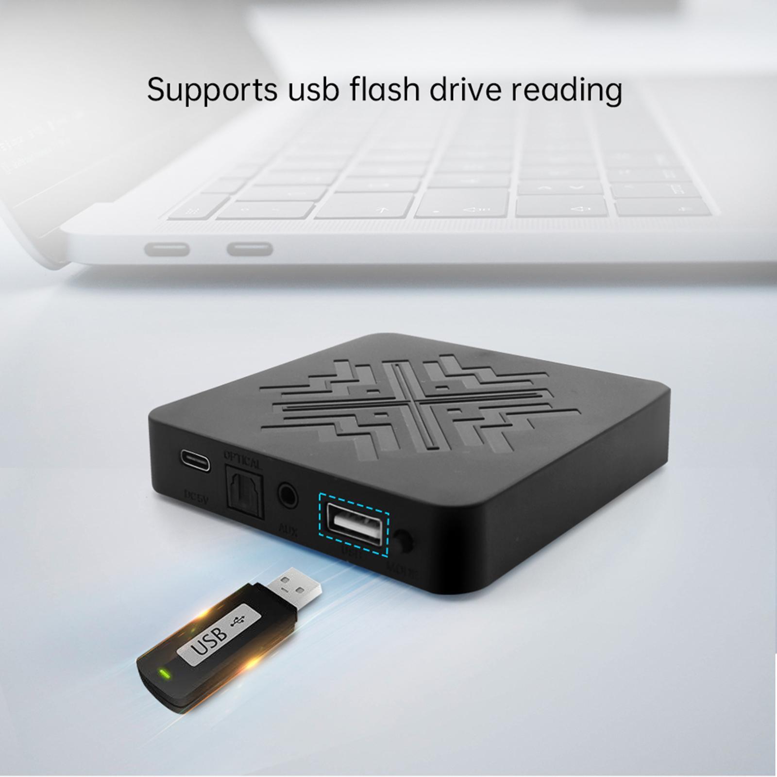 Digital Audio Receiver aptX Low Latency High Fidelity Bluetooth 5.0 Adapter U Disk Lossless Music Player for Android iOS System TV Car Pc