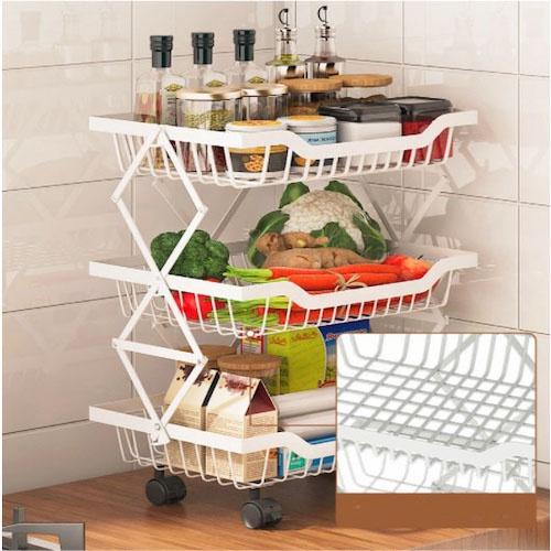 Kệ Bếp Rau Quả Xếp Gọn Nhật Bản 4 tầng CarbonSteel White