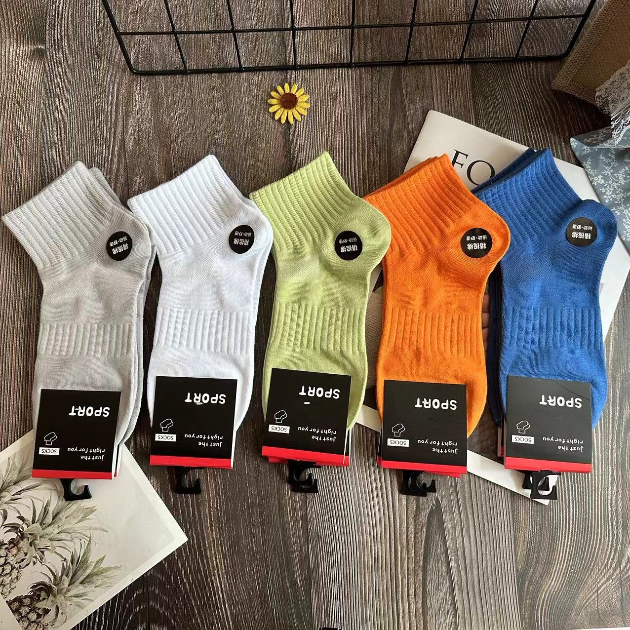 5 đôi tất nam cổ ngắn style thể thao kháng khuẩn Sport 5 màu