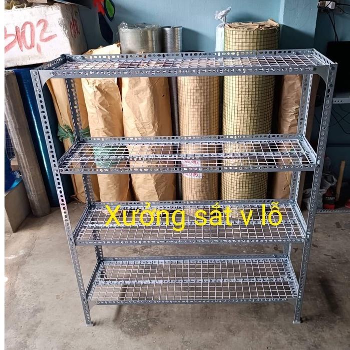 kệ sắt v lỗ ( vỉ lưới sắt ô vuông) rộng 20cm x Dài 1,2m (Cao từ 60cm đến 1,5M) nhiều tầng kệ