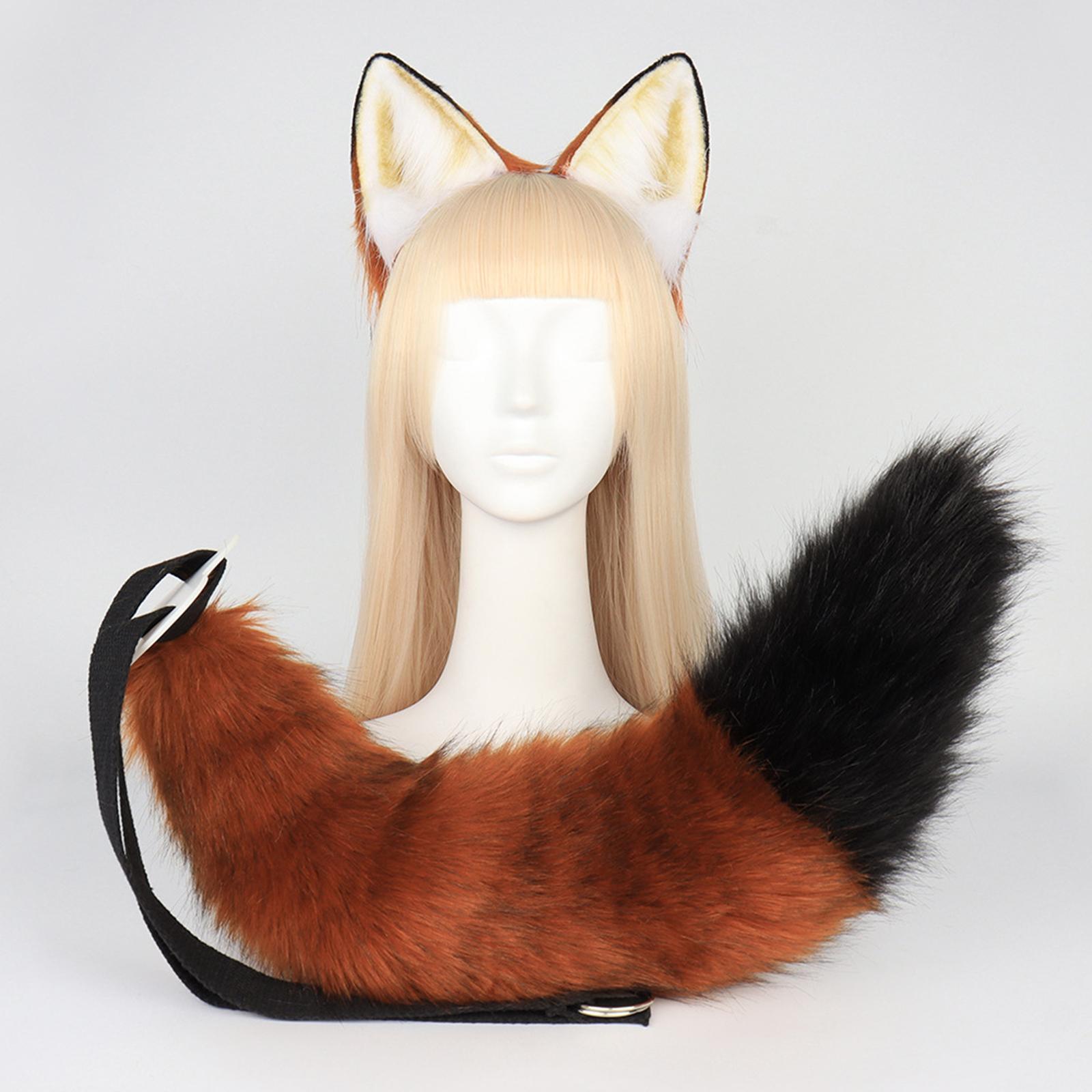 Ears and Tail Set Anime Cosplay Headwear Headband Hair Hoop Hair Accessories Hair Clip for Party Holidays Gifts Stage Performance Props