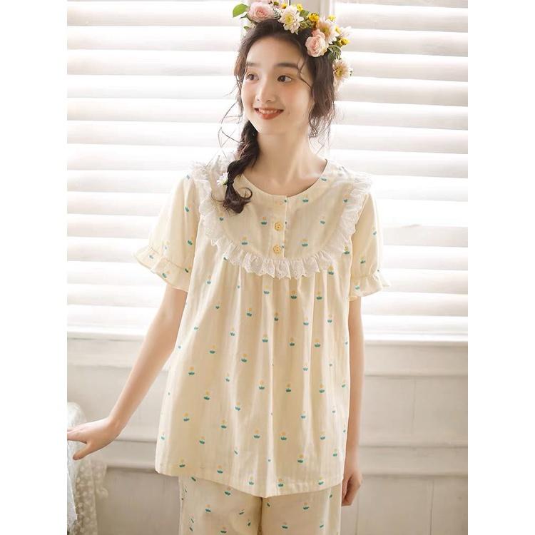 Sét Lửng nữ mặc nhà, bộ Pyjama đũi mềm mịn N01