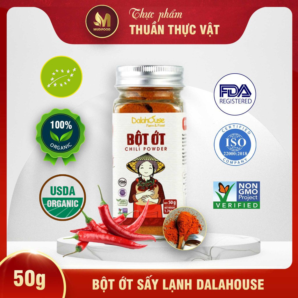 Bột Ớt Sấy Lạnh Dalahouse 50 Gram, Bột Gia Vị Hữu Cơ Nguyên Chất Công Nghệ Tiêu Chuẩn Châu Âu - Hỗ Trợ Ngăn Ngừa Ung Thư Dạ Dày và Tuyến Tiền Liệt, Kiểm Soát Insulin Trong Máu, Tốt Cho Người Tiểu Đường, Nâng Cao Hệ Miễn Dịch, Hỗ Trợ Giảm Cân, Đốt Mỡ Thừa