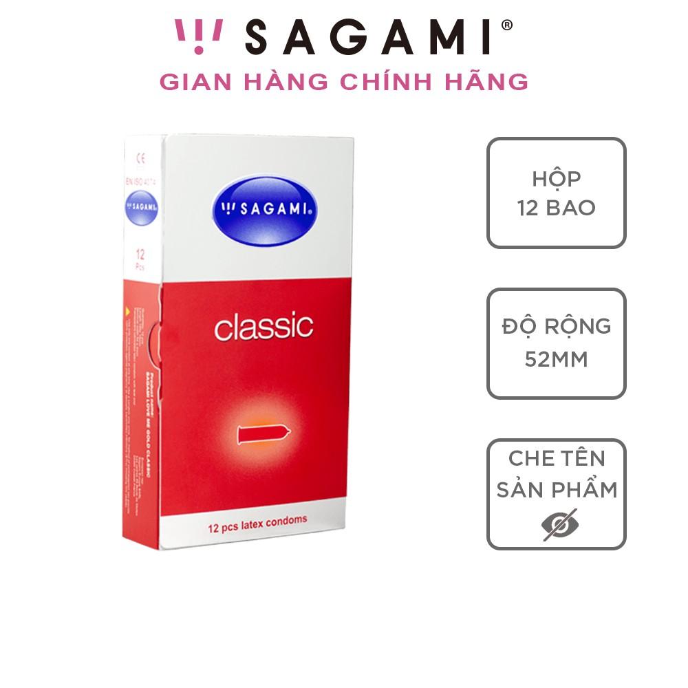 Bao cao su Sagami Classic - Mỏng - Kiểu truyền thống - Hộp 12 chiếc - Nhiều gel bôi trơn