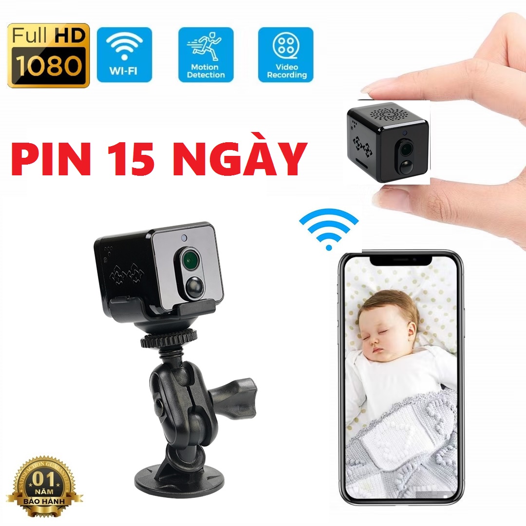 Camera WiFi S11 FullHD 1080P Siêu Nét-Pin Khủng 15 Ngày Hồng Ngoại Đen Ẩn Đàm Thoại 2 Chiều