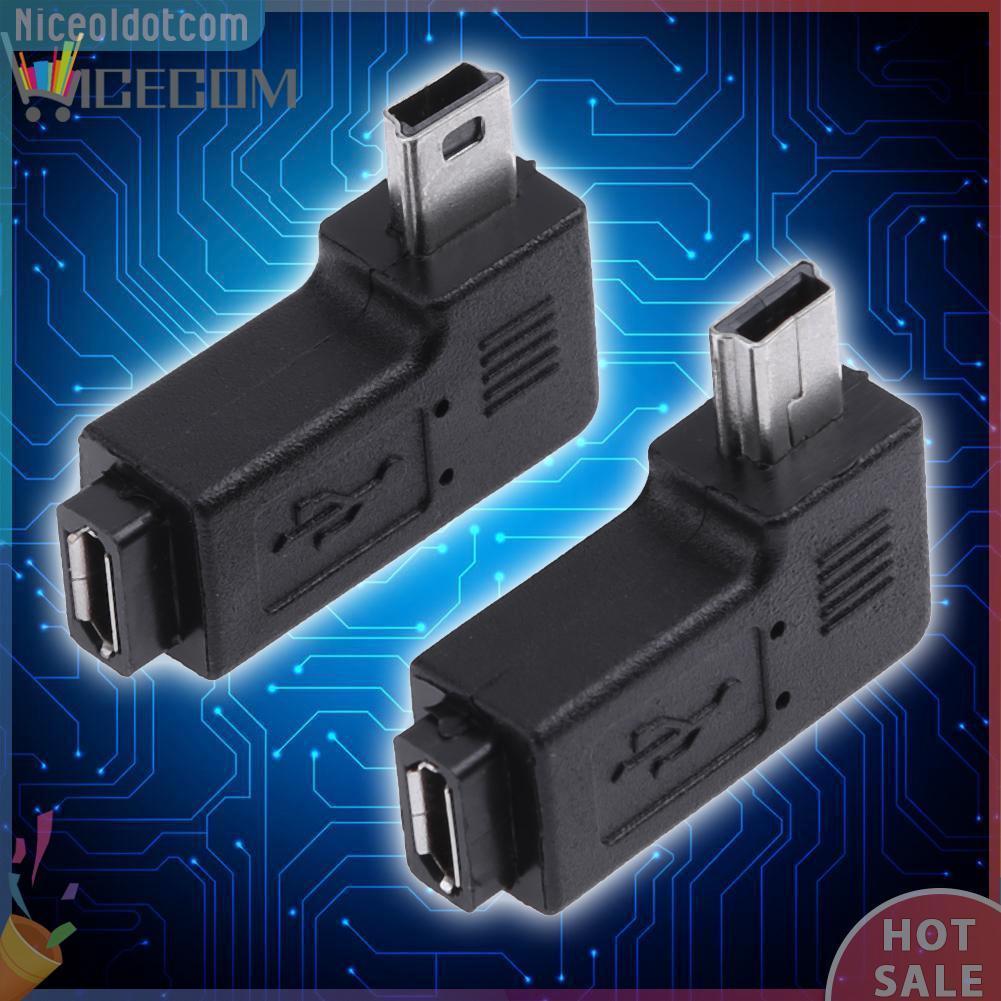 Bộ 2 Đầu Chuyển Đổi Micro Usb Sang Mini Usb 90 Độ