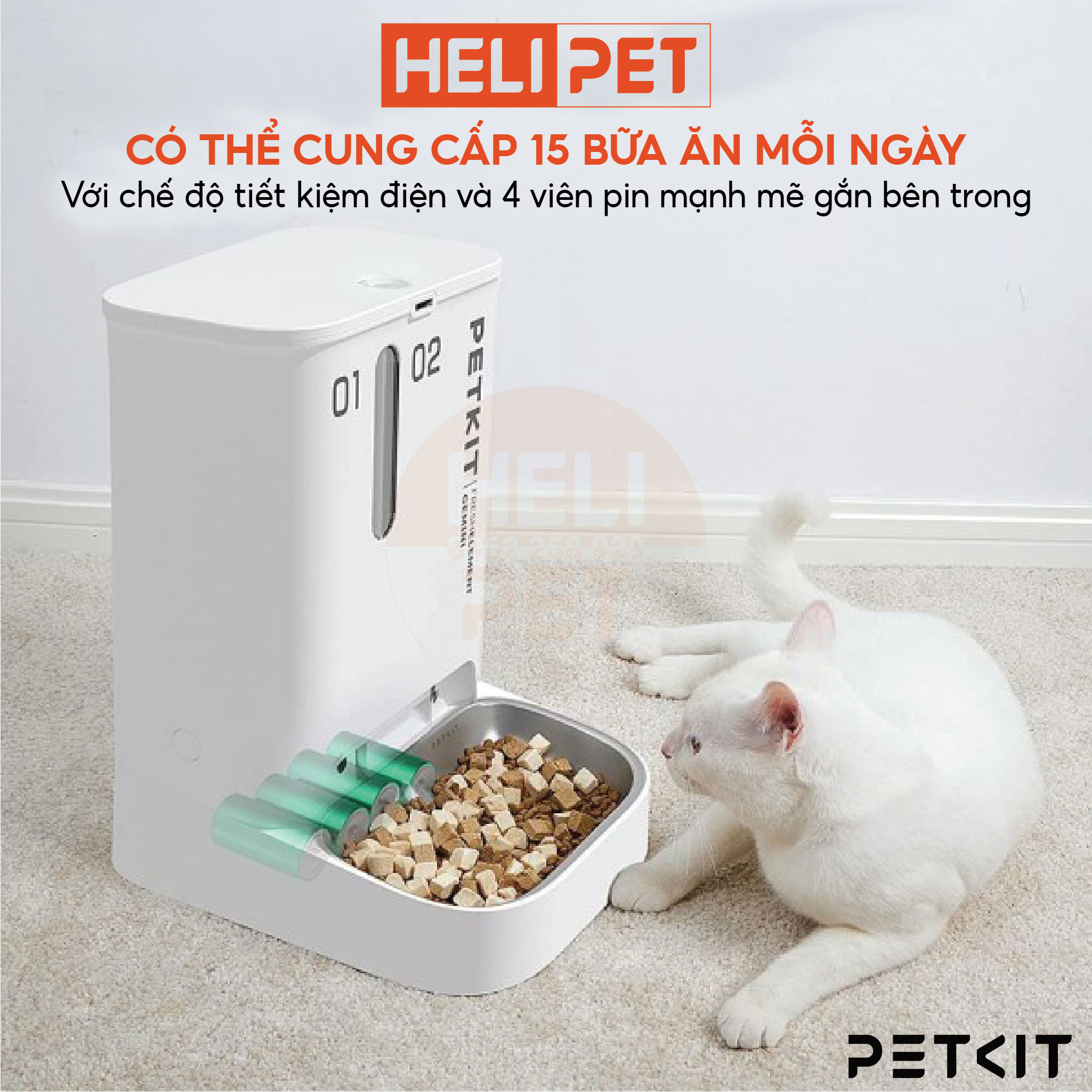 Máy Cho Mèo Ăn Tự Động, Máy Nhả Hạt Hai Ngăn, Máy Cho Chó Ăn Petkit Gemini