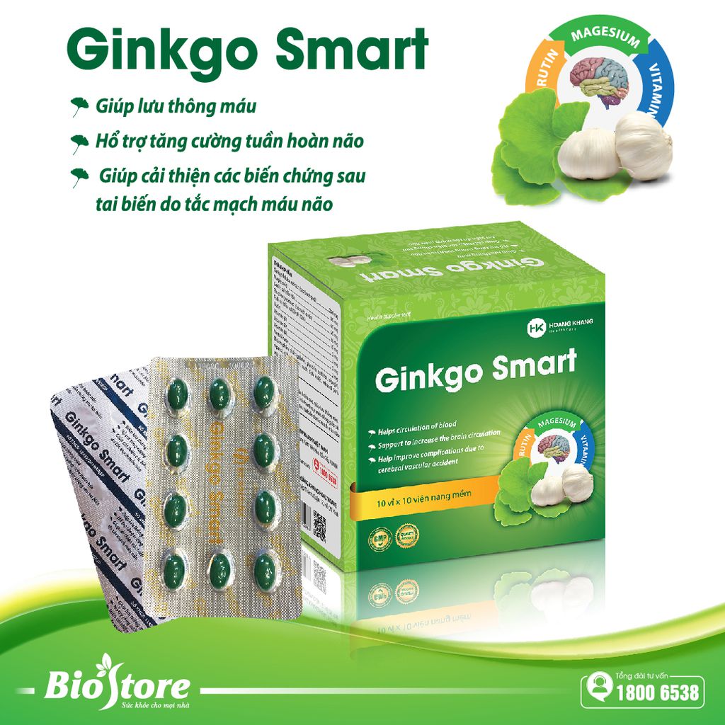 Thực phẩm bảo vệ sức khỏe Viên uống bổ não Ginkgo Smart