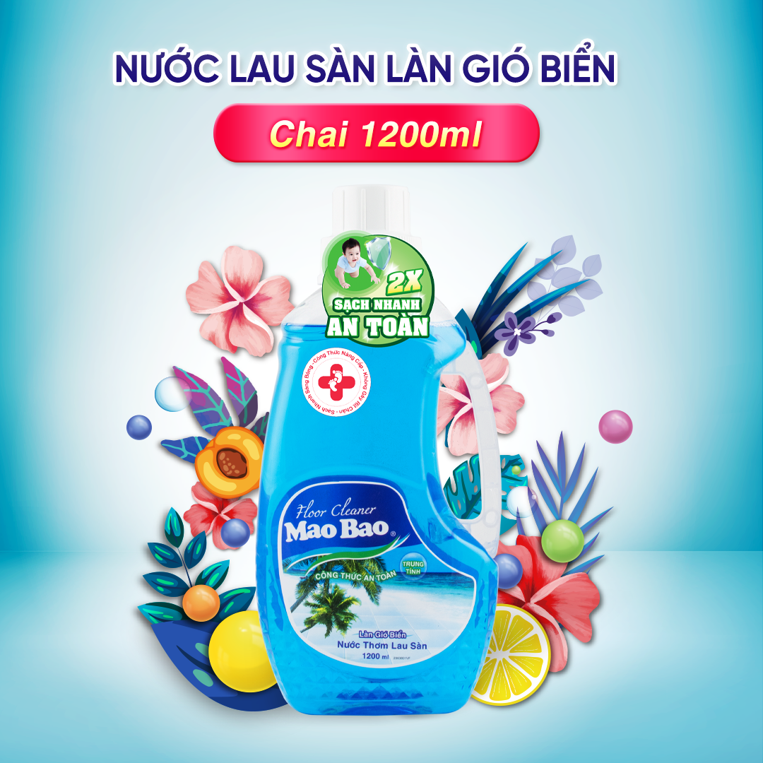 Nước Lau Sàn Mao Bao Hương Làn Gió Biển Mao Bao chai 1200ml