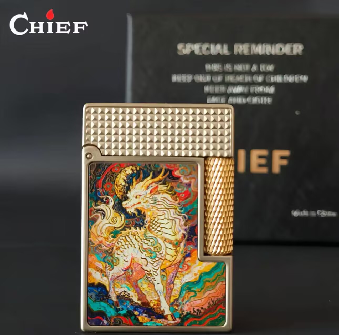 Vỏ hộp quẹt bật lửa xăng đá CF-328 họa tiết hoa văn 2 mặt (Giao hình màu ngẫu nhiên)