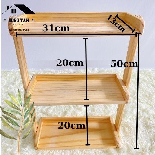 Kệ gỗ 3 tầng - Kệ để gia vị - Kệ sát tường - Chất liệu gỗ thông