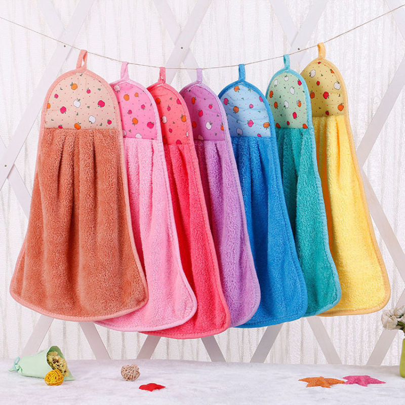 Khăn Lau Tay Có Móc Treo Dùng Trong Nhà Bếp, Khăn Lau Tay Bếp Vải Cotton Mềm Mại Siêu Thấm Hút Giao Màu Ngẫu Nhiên - 4