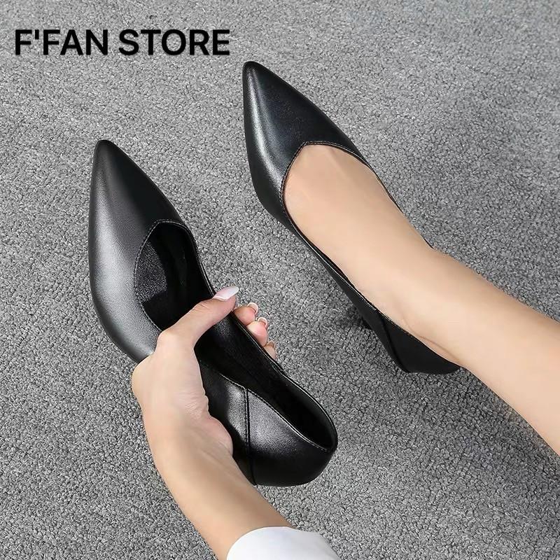 Giày Da Mềm Như Bún - Cao Gót Công Sở Văn Phòng Nữ Vạt Nhọn FFAN STORE