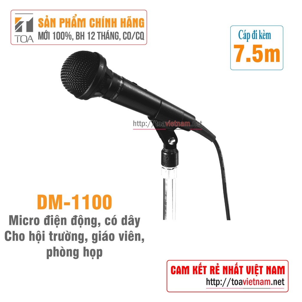 Micro cầm tay có dây, micro giáo viên, micro hội trường, Mic hát karaoke hay: TOA DM-1100 - Hàng chính hãng