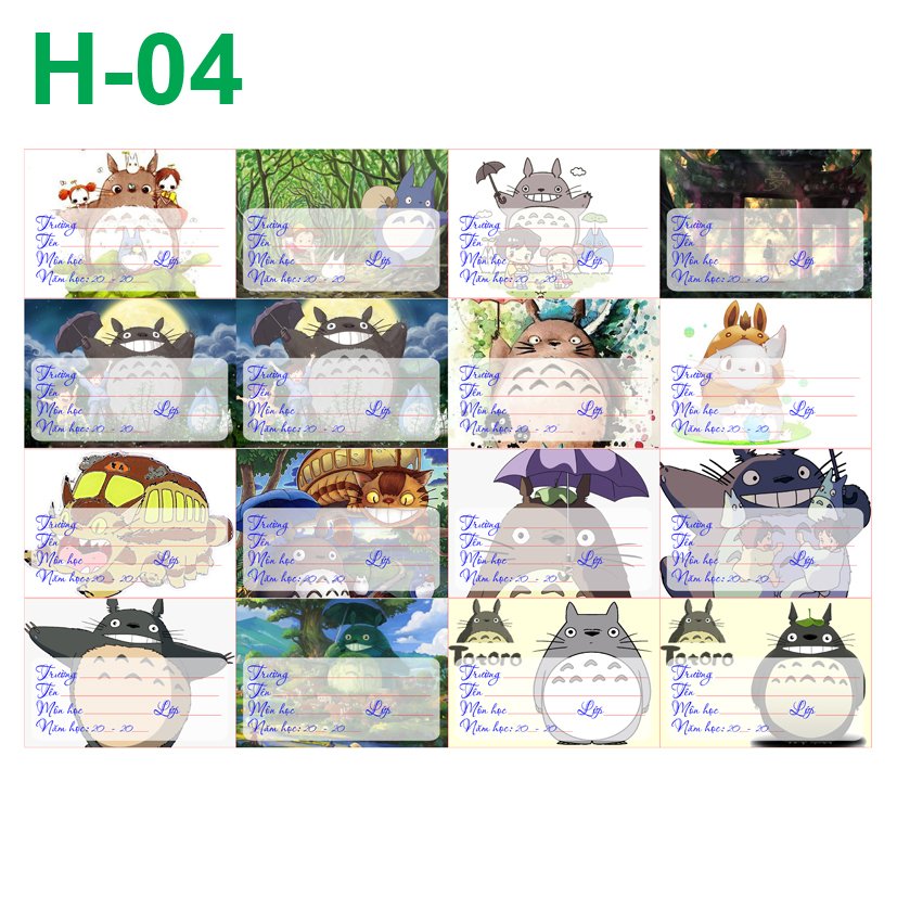 Nhãn vở set 64 nhãn vở Totoro