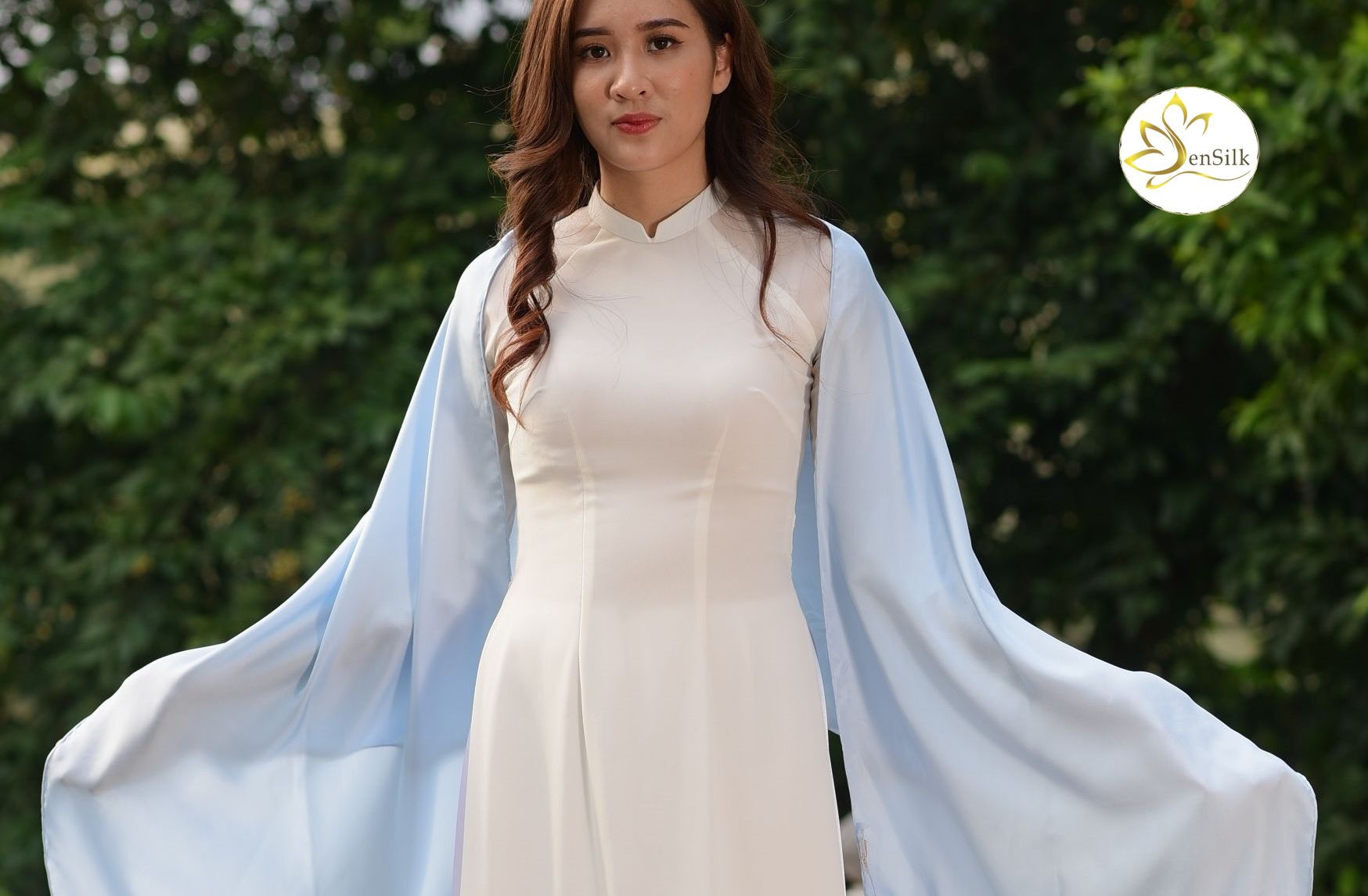 Khăn Lụa Thời Trang SenSilk (Xanh) - Quà Tặng Đối Tác - 100% Silk Gift, Khăn Lụa Tơ Tằm Bảo Lộc, Khăn Lụa Cao Cấp