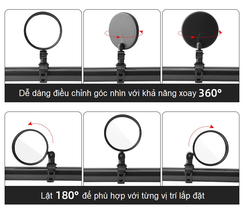 Gương xe đạp chiếu hậu tròn dành cho Xe Đạp Thể Thao Địa Hình Xoay 360 Độ Giúp Đạp Xe An Toàn - 1 cặp - Size lớn/nhỏ lựa chọn