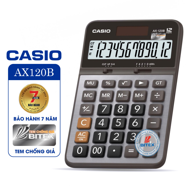 Máy tính Casio AX-120B, Bảo hành 7 năm - Hàng chính hãng Bitex